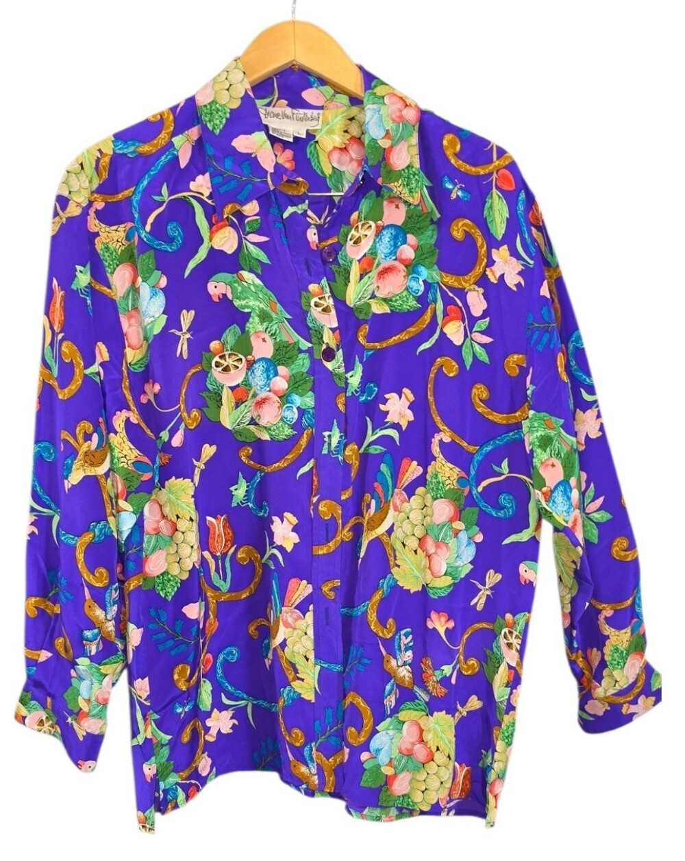 Diane Von Furstenberg Purple Floral Button-Down Shirt